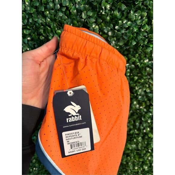 Rabbit NWT Repeats 2 Inch Shorts Lined Orange Sz Medium - Picture 4 of 4